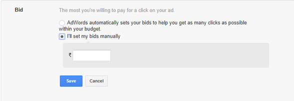 Set Bid Manually - Google Ads