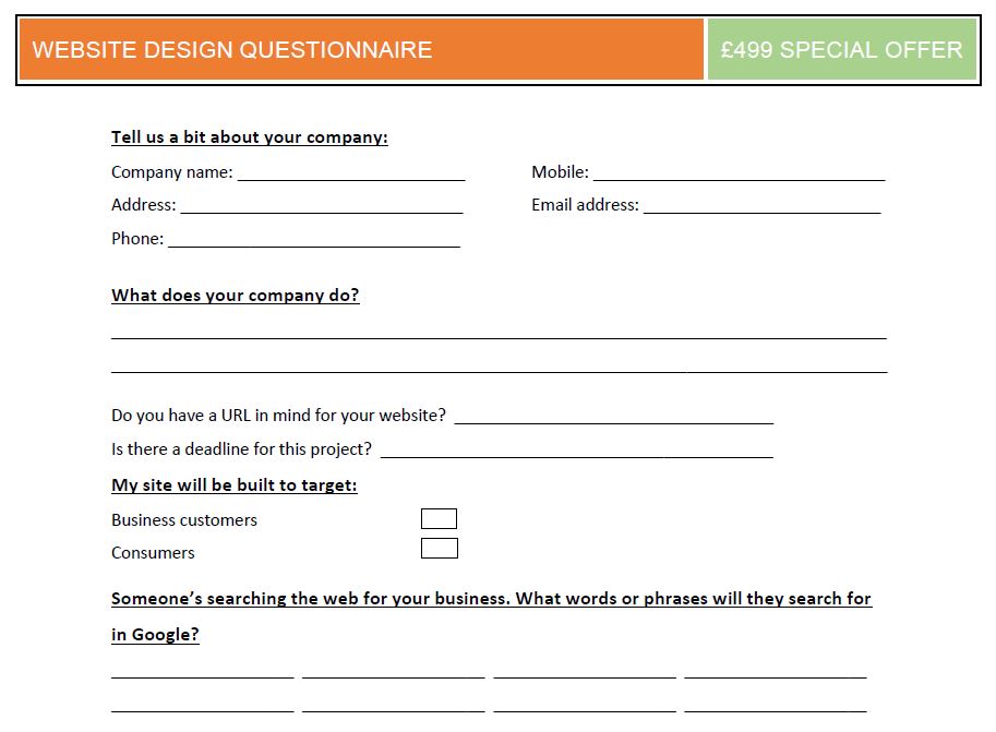 Website Design Questionnaire