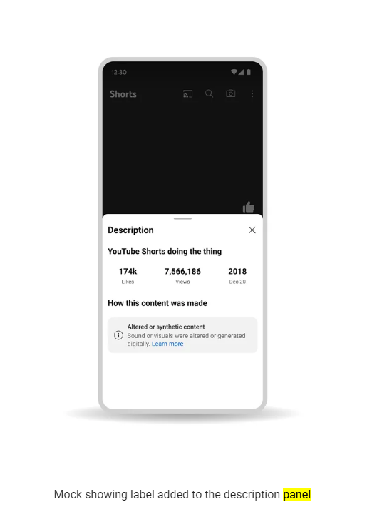 YouTube plans to add a new label in the description section indicating that content comes via AI tools. 