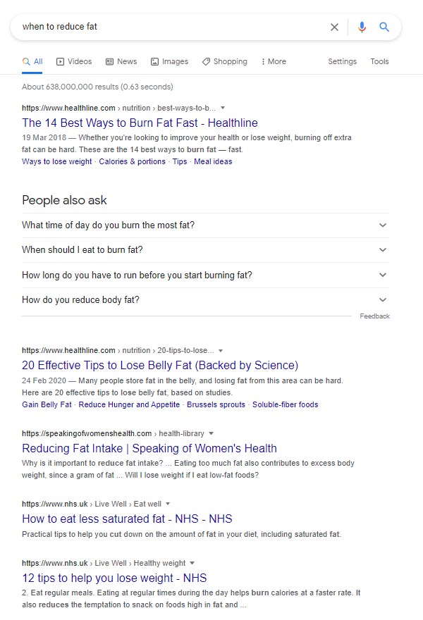 search results based on intent